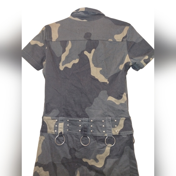 GOTH CAMO ILLIG BRAND MILITARY MINI DRESS SIZE L - Picture 2 of 11